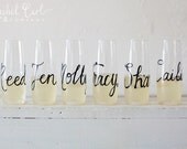Personalized Wine Flutes, Recyclable with Personalized Wedding Calligraphy for Bachelorette Party, Wedding, Shower or Event