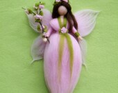 BLOSSOM FAIRY Flower Twig Needle Felted Wool  Doll Angel Fairies Soft Sculpture Waldorf Inspired