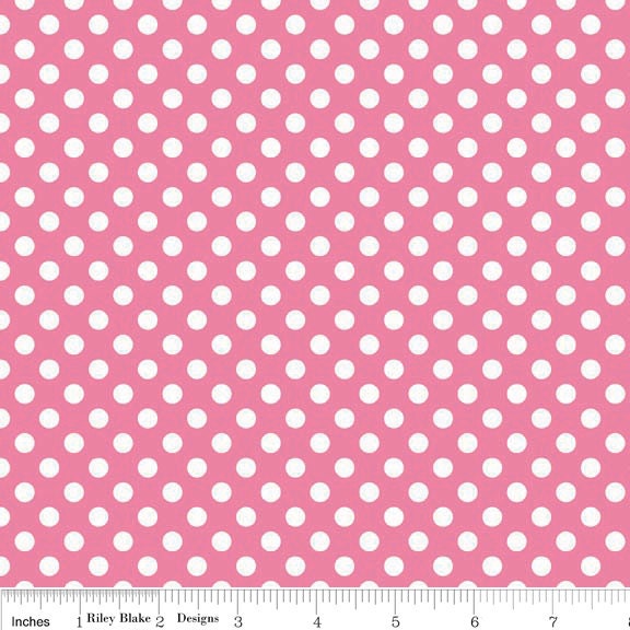 Pink and White Small Polka Dot Cotton For Riley Blake, 1 Yard