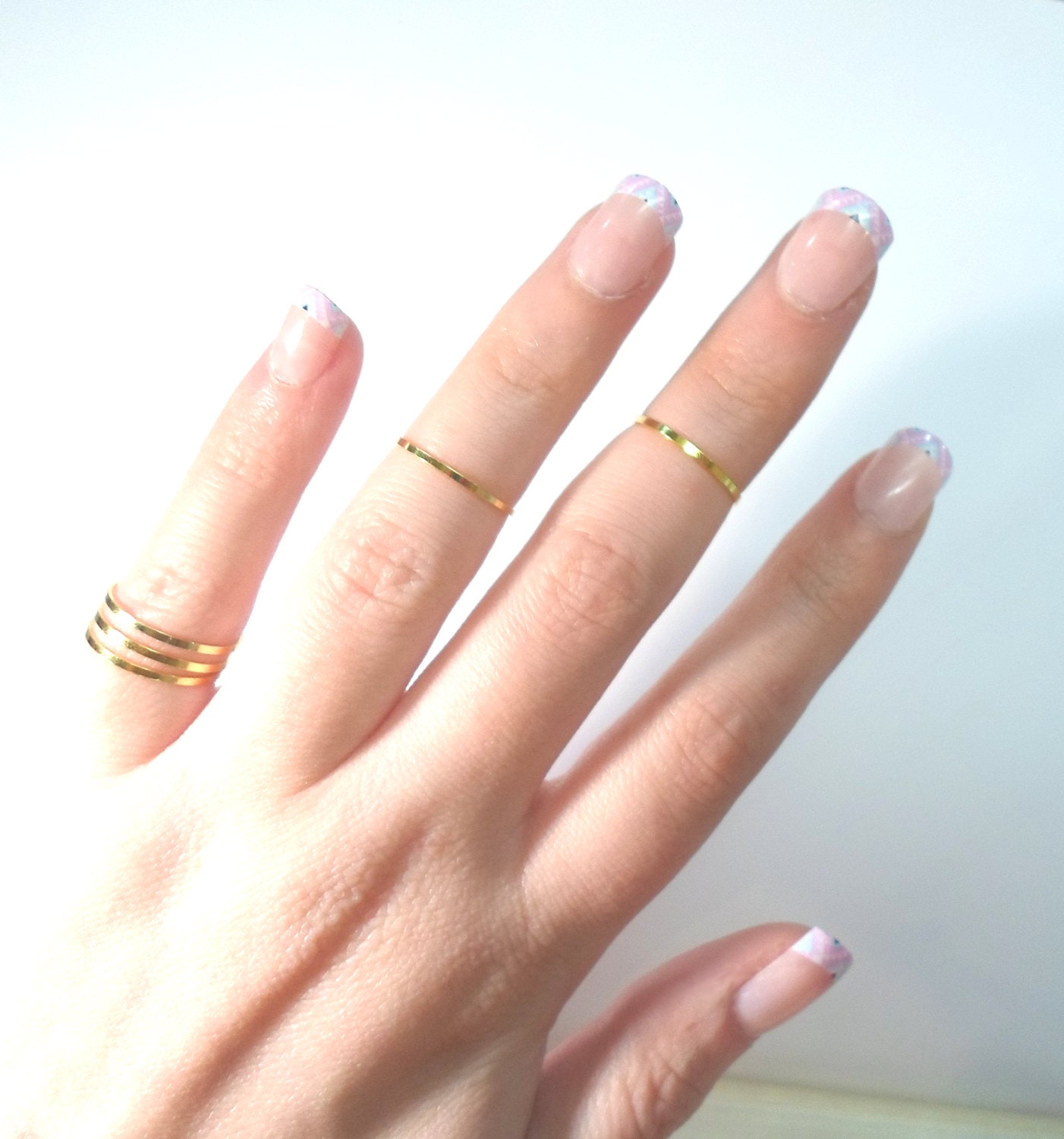 5 Above the Knuckle Rings - Delicate Gold Rings - set of 5 stack midi rings