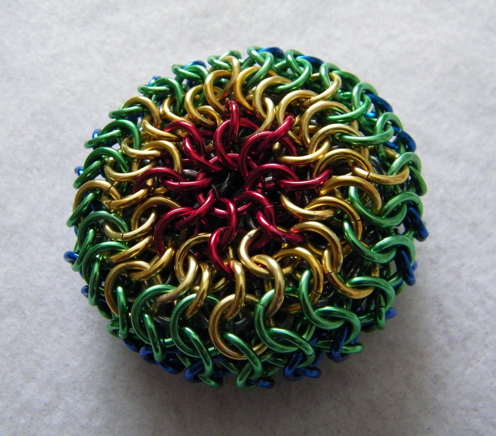 Rainbow Metal Filled Chainmaille Footbag