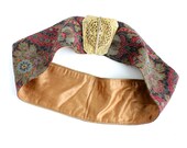 Antique Art Deco Belt - 1920s 1930s Floral Filigree Gold Tone Sash - Flower Patterned Accessory