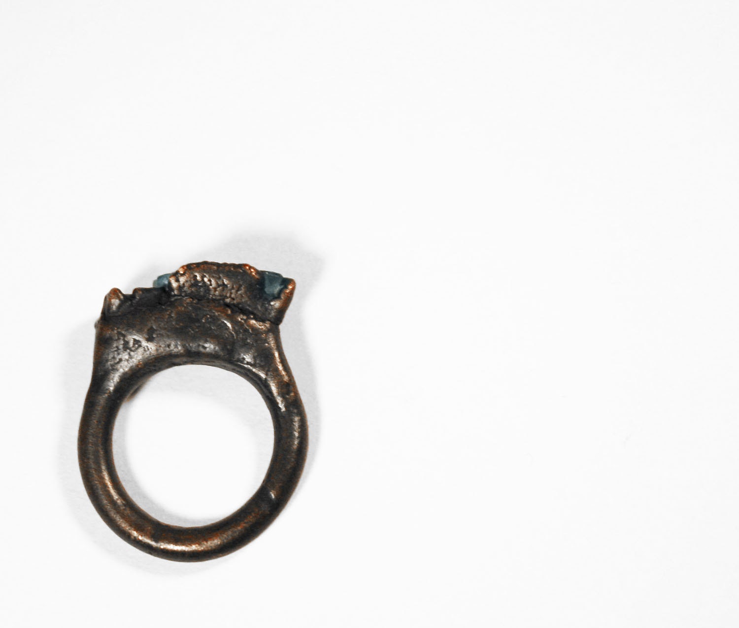 Block Ring in Ocean // Blue Topaz Gemstone Mineral Copper Ring Electroformed Organic December Birthstone Copper Ring ( 5 )
