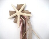 Flower Girl/Bridesmaids Rustic Starfish Wand Birthday Party Favors with Jute and Burlap