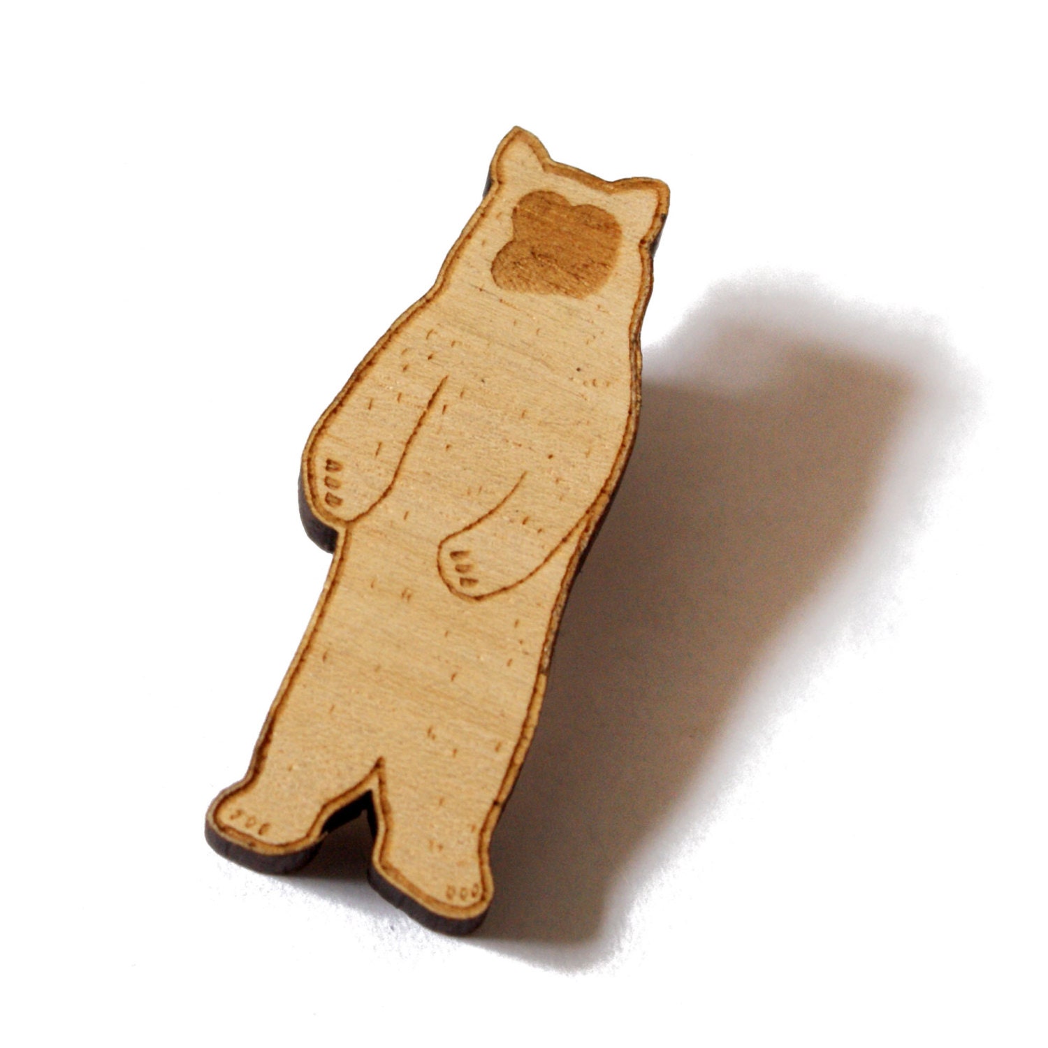 Wooden Bear Brooch