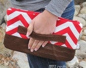 Hard to Handle - Red Chevron & Dark Alligator Print Leather