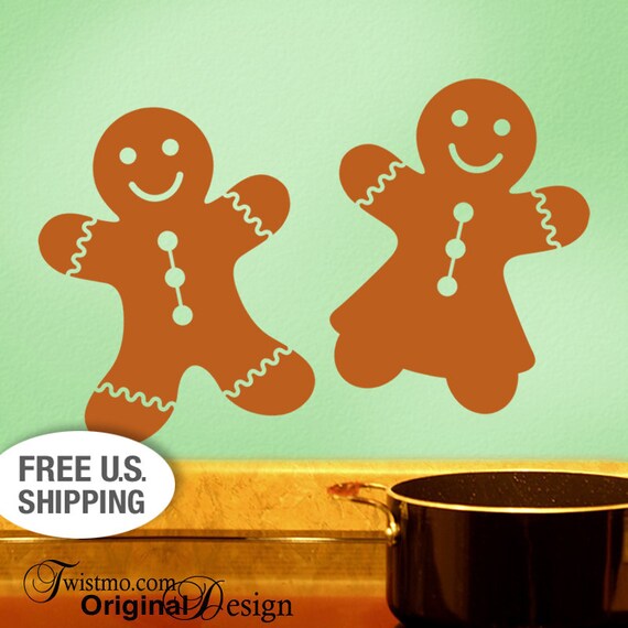 Gingerbread Decor 4 Cookie Kitchen Wall Decals Vinyl by Twistmo