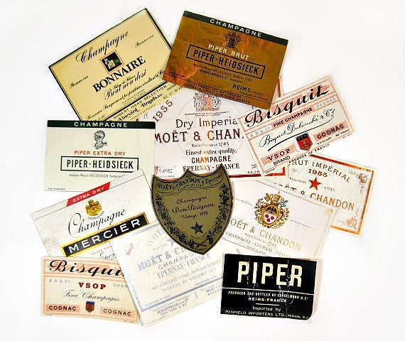 Vintage French Champagne Labels Authentic