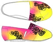 Womens - Summer Henna Custom Painted TOMS Shoes