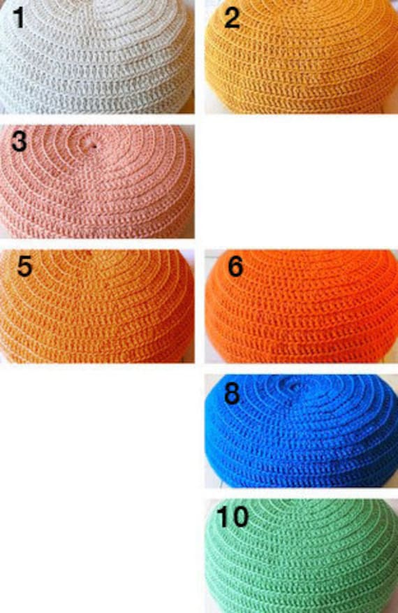 Pouf Crochet  small - ecru and orange