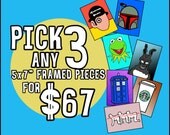 Promotion- Pick any three 5x7" framed 3D pop artwork from my shop