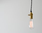 Minimalist Cloth-Covered Hanging Pendant Lamp - Black & Gold