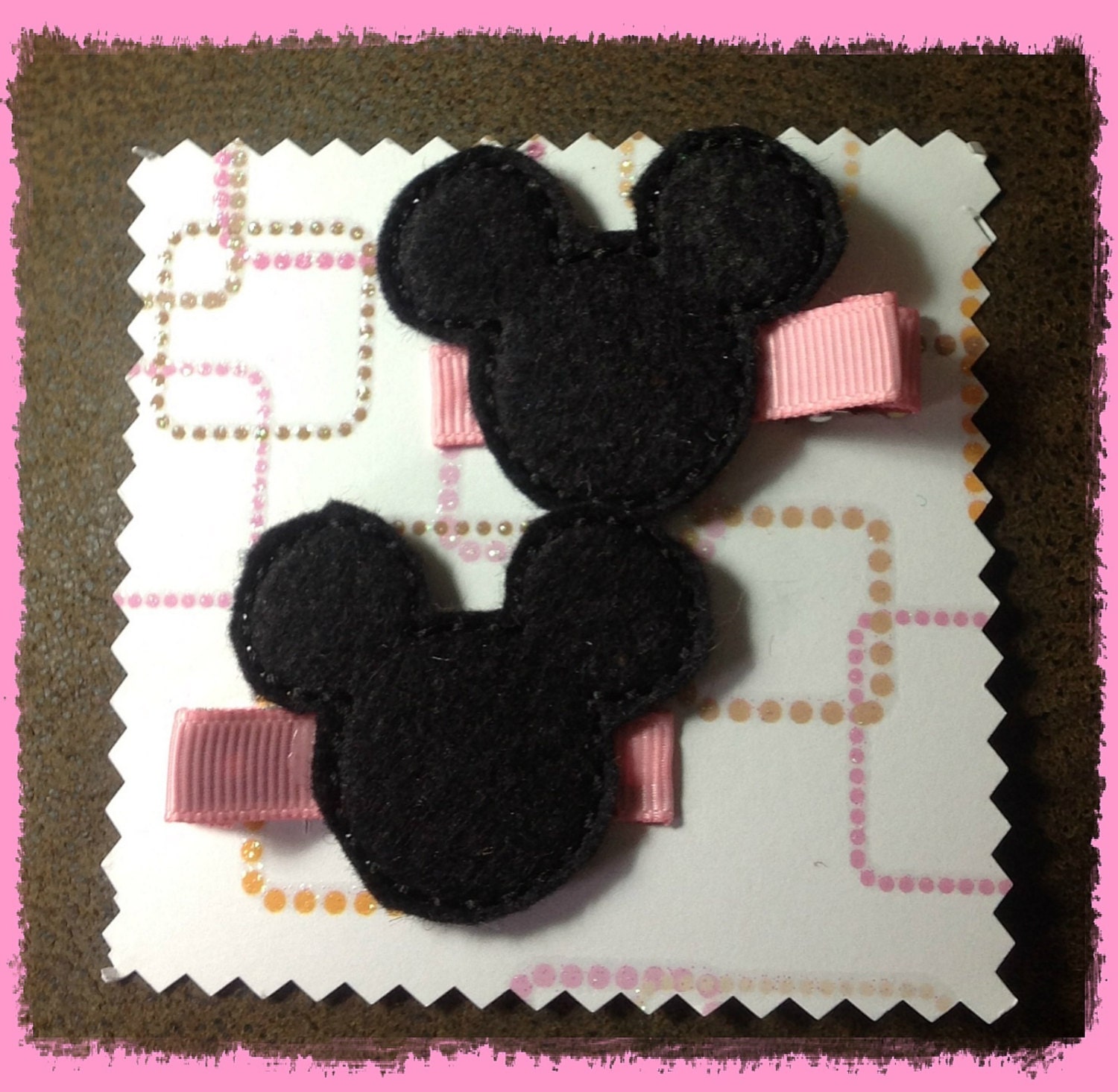 Mickey Mouse Embroidered Felt Hair Clips Set of 2