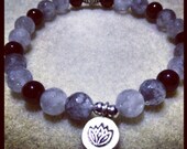 Tourmaline Quartz and Garnet wrist mala