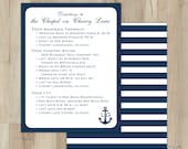 Nautical Wedding Invitation // Large Enclosure Card Add-on // Professionally Printed