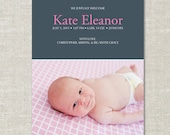 Modern Simple Name Custom Photo Birth Announcement (Digital or Printed)