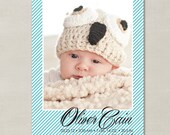 Simple Stripes Custom Photo Birth Announcement (Digital or Printed)