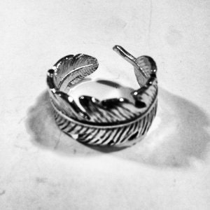 Sterling Silver 925 Leaf Feather Vintage Style Ring