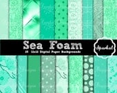 Digital Backgrounds Sea Foam Green Digital Paper, Ocean Green Digital Paper, Vintage Green Party Paper, Invitation paper Instant Download Il_170x135