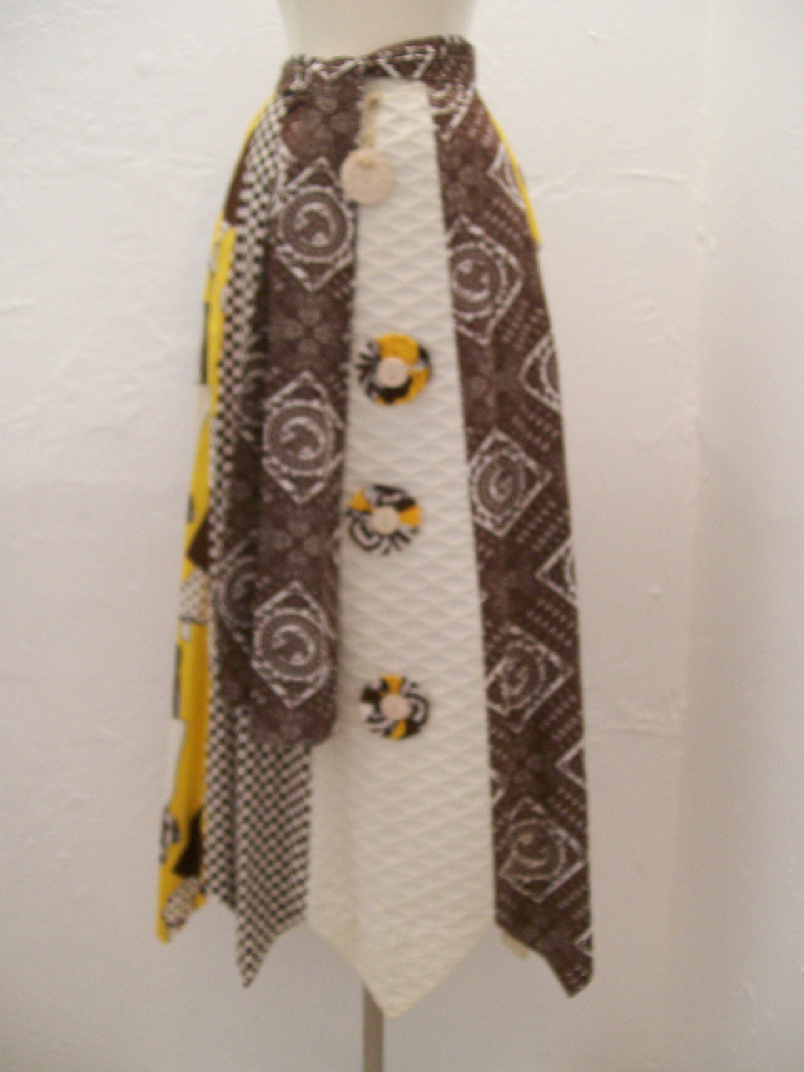 Chessa Davis luxe hippie bohemian patchwork skirt 1970s XL