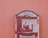 BOGO SALE - Travel Photography, Lisbon Photos, European Photography, Vintage Style Mailbox, Orange Print - Write me