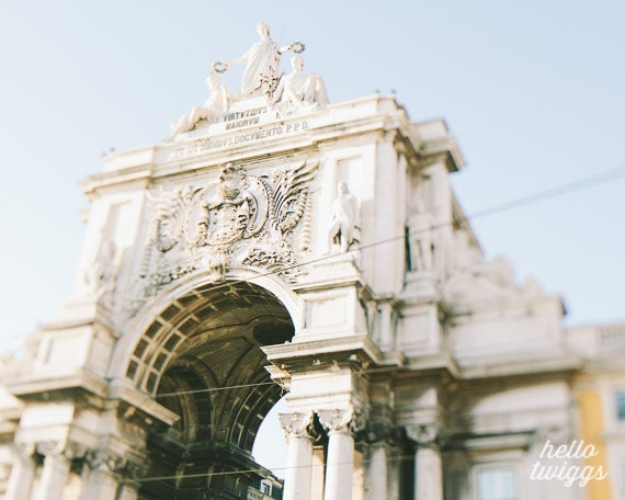 BOGO SALE - Travel Photography, European Photography, Lisbon Print, Blue Sky, Architecture, Traveling, Statues Print - Guardian of the City