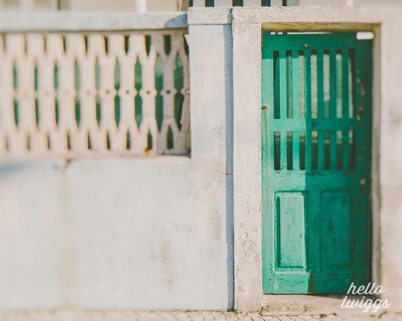 Travel Photography, European Photography, Emerald Green Print, Green Gate, Countryside Fine Art Print, Dreamy Whimsical Photo - Hello