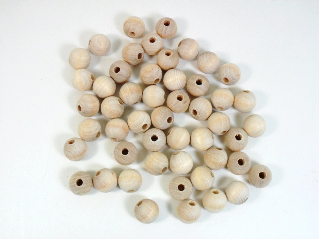 Wood Beads 12mm 1/2" Unfinished 50 Pieces