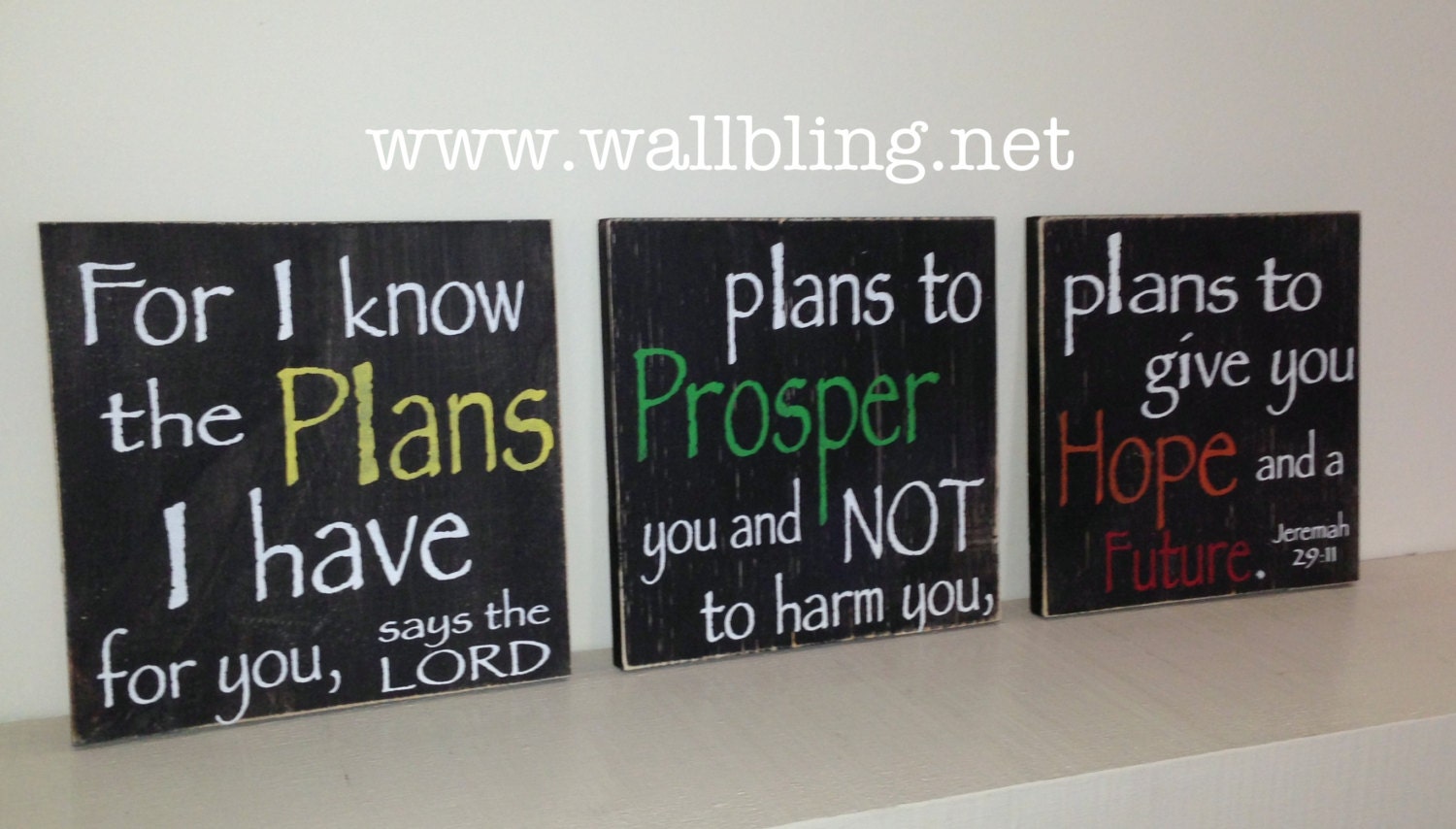 NEW Jeremiah 29:11 For I Know the Plans I Have for You - 3 Wood Signs