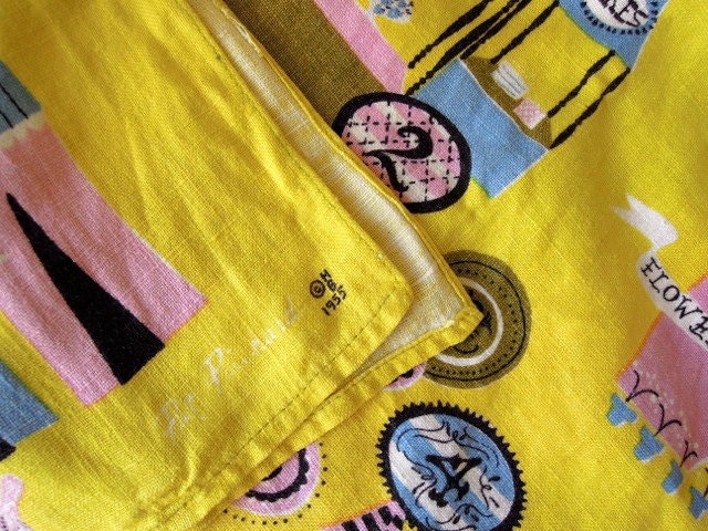 Pat Prichard 1955 Linen Towel for Town House