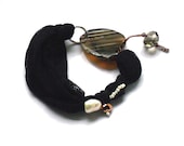 Black and brown  fabric bracelet  one of a kind - Agate collection