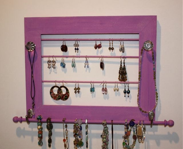 Violet Earring Holder Frame for Jewelry-Neklaces-Bracelets Wall Mounted Organizer.