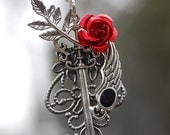 SALE - Rose Wing Thorn Key Necklace