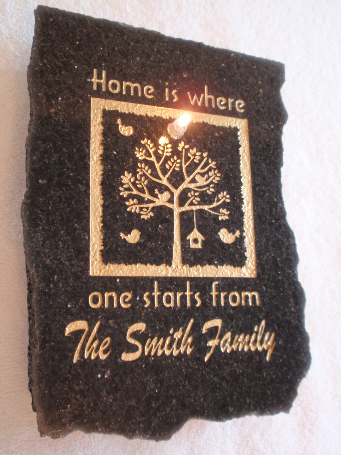 Personalized Housewarming "Home Tree" Firestone/Granite Oil Candle