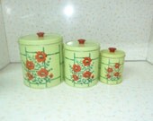 Mint Green Rare Decoware Canister Set Vintage Housewares,Vintage Kitchenalia