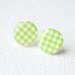 Green and White Plaid Gingham Stud Earrings