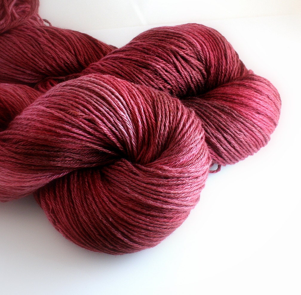 Yarn cashmere silk DK dark red BLOOD RUBY colorway, Moonlight