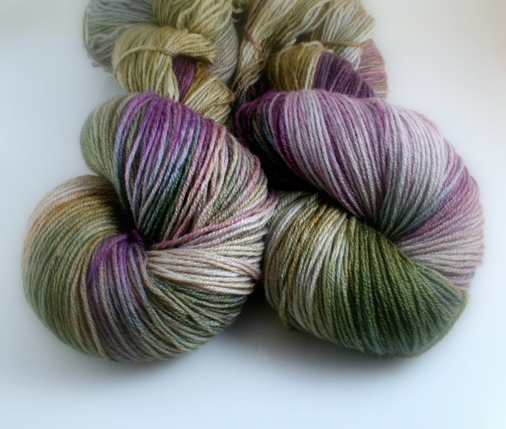 Yarn merino bamboo silk Rock Garden colorway, Annabelle sock yarn 415 yards