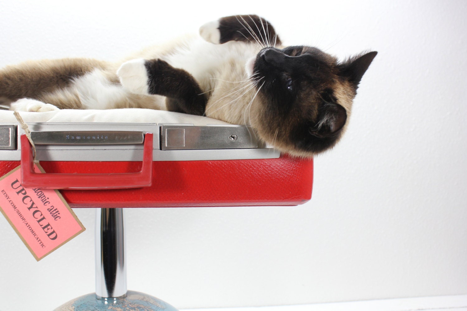 Upcycled Pet Bed with Globe Pedestal Base