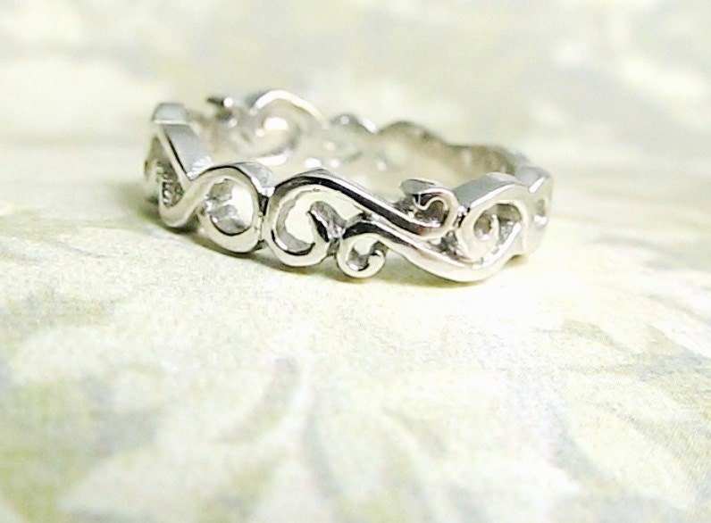 Wave Wedding Band, Sterling Silver Ring, Filigree, Ocean, Hand Sculpted, One of a Kind, Custom, Personalized, Engraved
