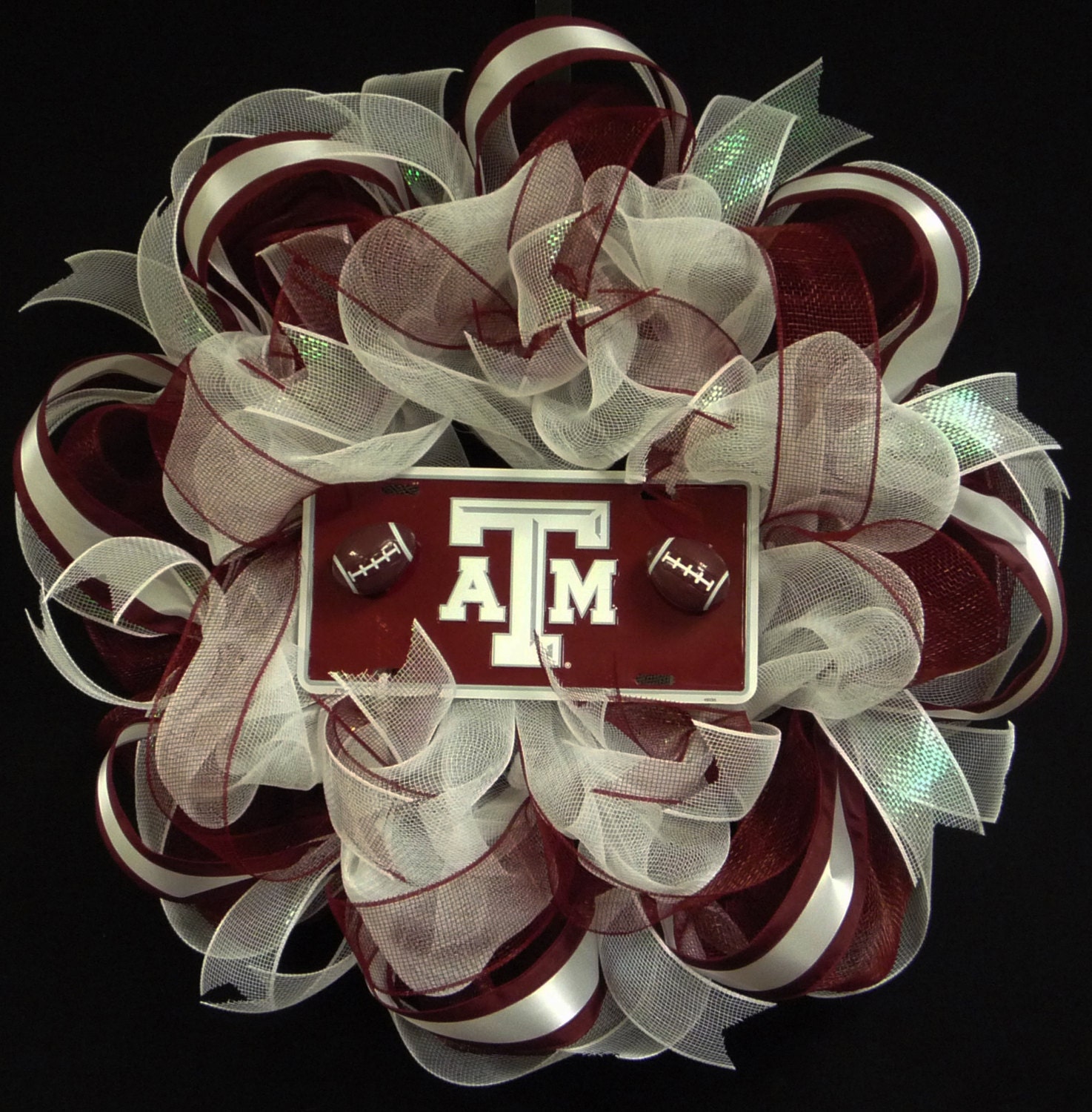 Texas A and M, Sports Wreath, College Football, Texas A and M Decor, Door Wreath, Poly Mesh - Item 351