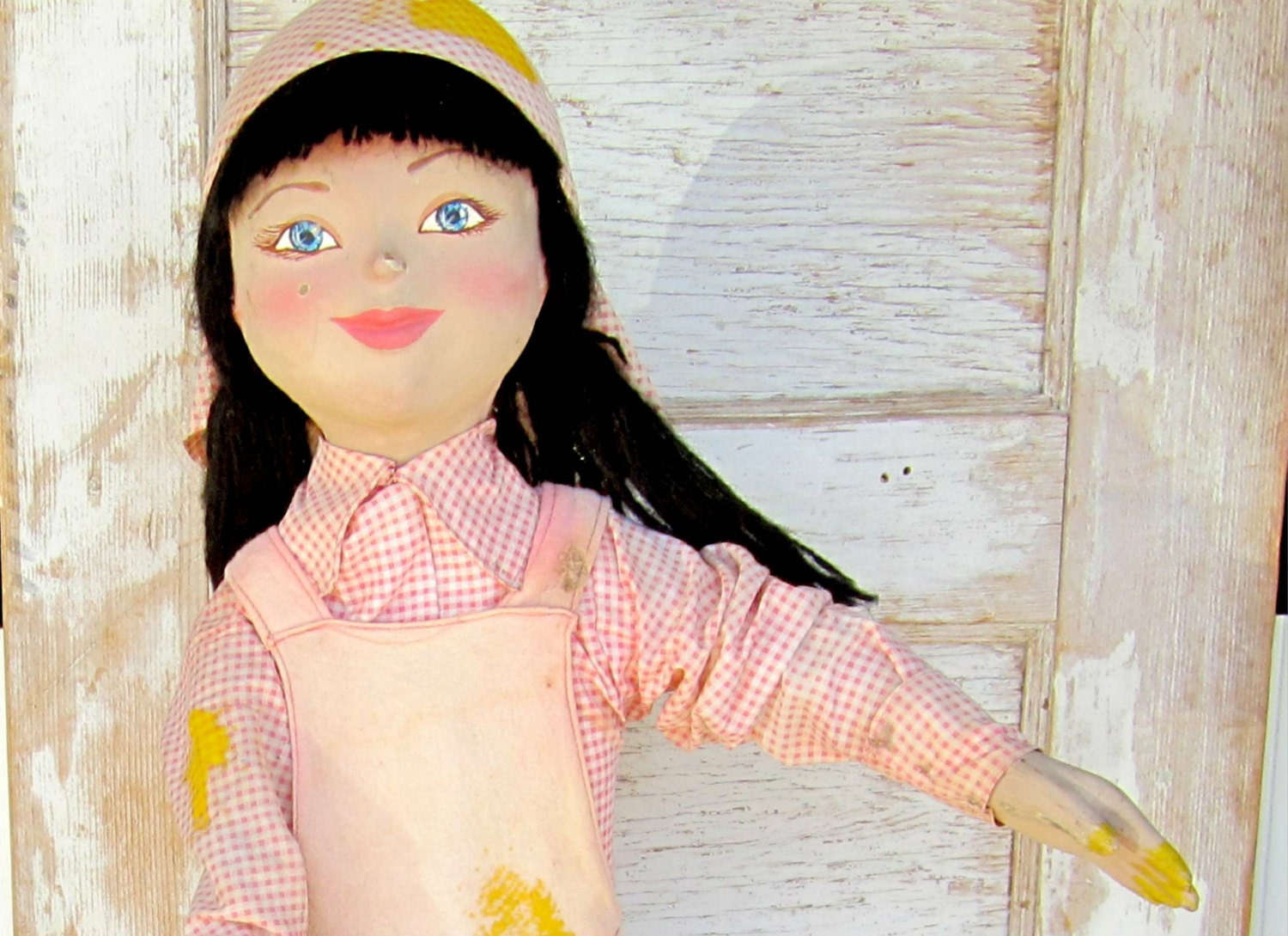 Vintage Advertising Electric Automaton Girl Painting With Brush