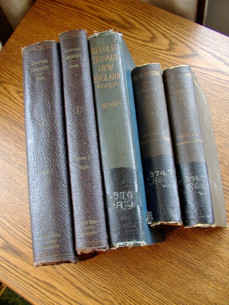 SALE )) 5 antique 1880s 1930s 1920s  AMERICAN HISTORY Revolutionary Civil War New York illustrated with maps decorator bookstack