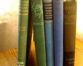 SALE )) 1917 1930s 1940s 1950s lot of 5 vintage bookstack in blue and green signed POETRY Scandinavian Plays