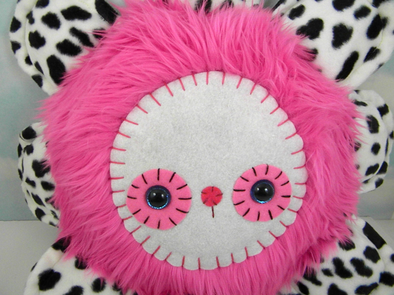 Plinkapoo the flower monster pillow plush hot pink white black