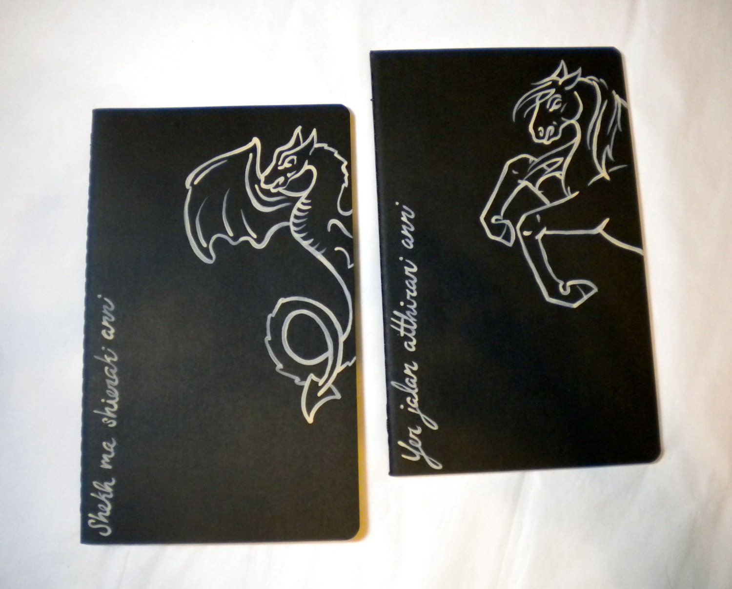 Game of Thrones His and Hers Moleskin Notebooks Lined and hand painted in Dothraki
