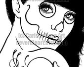 Digital Download Print Your Own Coloring Book Outline Page - Day of the Dead Sugar Skull Girl by Carissa Rose