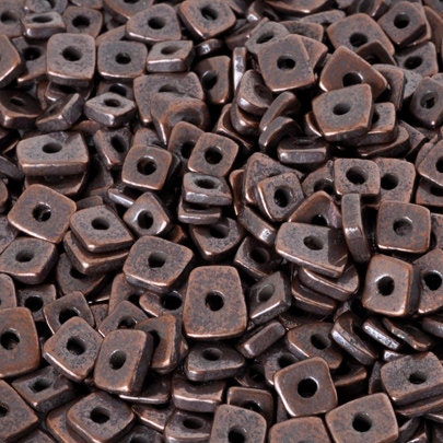 4MM GREEK CERAMIC BEADS-Mykonos-Little Chip-Bronze Patina-10