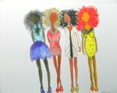 African American Art,  Illustration Print, Afro Painting of  Big hair, Don't Care