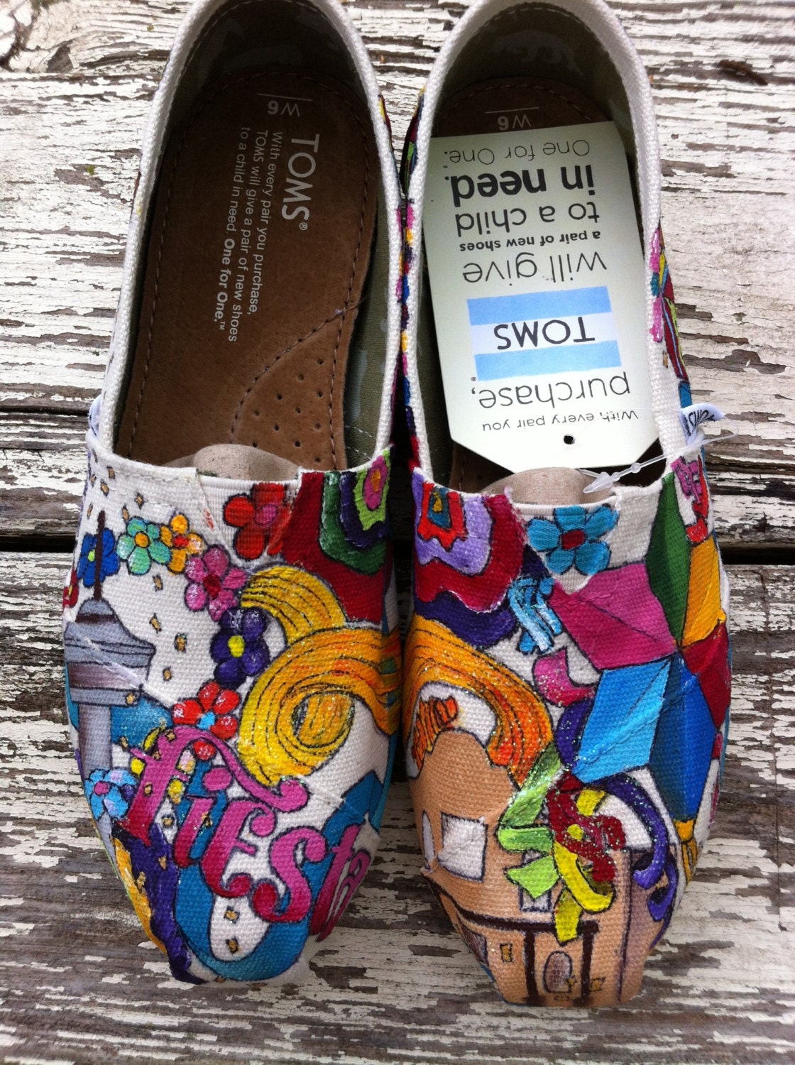 Custom hand painted TOMS, Viva fiesta 